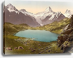 Постер Швейцария. Озеро Бахальпзее, вершина Фаульхорн