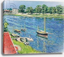 Постер Кайботт Гюстав (Gustave Caillebotte) The Seine at Argenteuil, Boats at Anchor; La Seine a Argenteuil, bateaux au mouillage, 1883