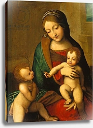 Постер Корреджо (Correggio) Madonna and Child with the Infant Saint John, c. 1510