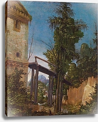Постер Альтдорфер Альтбрехт Пейзаж с пешеходным мостиком
