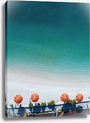 Постер Пляж с красными зонтиками