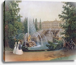 Постер Садовников Василий View of the Marly Cascade from the Lower Garden of the Peterhof Palace, c.1830-60