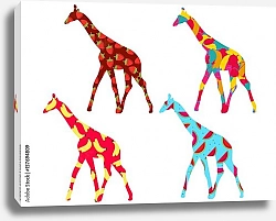 Постер Жирафы с рисунком ягод и фруктов