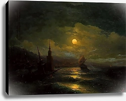 Постер Айвазовский Иван Вид на Константинополь с моря в лунную ночь