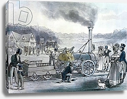 Постер Школа: Английская 19в. Stephenson's 'Northumbrian', the first locomotive to be built with an integral firebox
