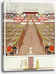 Постер Школа: Индийская 18в A Nawab holding court within a pavilion, beyond an avenue of retainers and two elephants, c.1765
