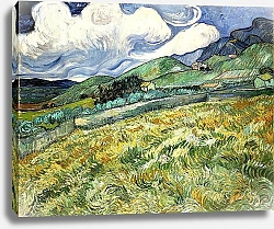 Постер Ван Гог Винсент (Vincent Van Gogh) Горный пейзаж позади больницы в Сен-Поле