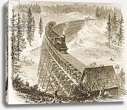 Постер Школа: Английская 19в. Trestle Bridge on the Pacific Railway, Sierra Nevada, c.1870, from 'American Pictures', 1876