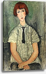 Постер Модильяни Амедео (Amedeo Modigliani) Young Girl in a Striped Shirt, 1917