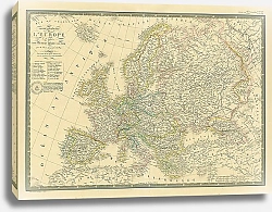 Постер Карта Европы, включая европейскую часть России, 1828 г. 1