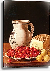 Постер Мелендес Луис Still Life with cherries, cheese and greengages