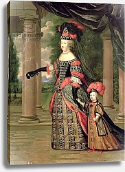 Постер Мигнар Пьер Maria Theresa wife of Louis XIV, with her son the Dauphin Louis of France after 1661