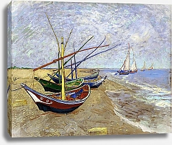 Постер Ван Гог Винсент (Vincent Van Gogh) Рыбацкие лодки на берегу в Сен-Мари