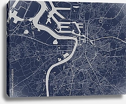 Постер План города Антверпен, Бельгия, в синем цвете