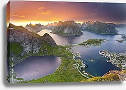 Постер Вид на Лофотенские острова, Норвегия