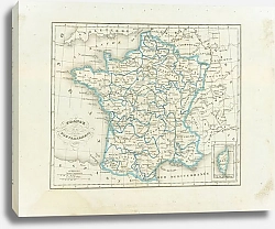Постер Карта: Карта Франции, разбитая на департаменты
