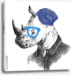 Постер Носорог в очках и шапочке