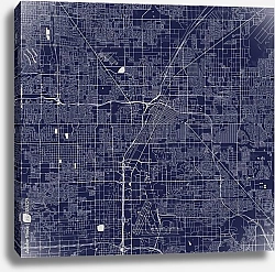 Постер План города Лас-Вегас, Невада, США, в синем цвете
