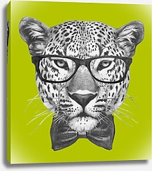 Постер Леопард в очках с галстуком-бабочкой