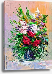 Постер Абстрактный букет полевых цветов в вазе