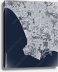 Постер План города Лос-Анджелес, США, в синем цвете