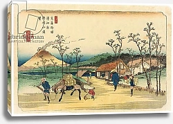 Постер Кэйсай Эйсэн Distant View of Mount Asama from Urawa Station, Station 4 from the series 'Stytations of the Kiso Road'