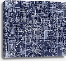 Постер План города Атланта, США, в синем цвете