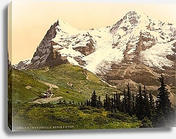 Постер Швейцария. Долина Венгернальп, горы Монх и Эйгер