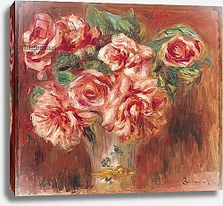 Постер Ренуар Пьер (Pierre-Auguste Renoir) Roses in a Vase, c.1890