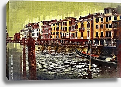 Постер Венецианский пейзаж с лодкой и каналом