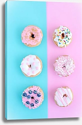 Постер Сладкие пончики на розово-голубом фоне