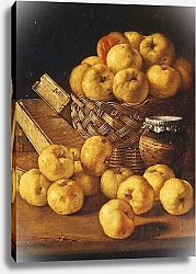 Постер Мелендес Луис Apples in a Basket, a Jar and Condiment Boxes on a Table,