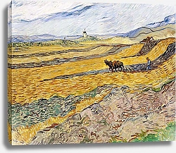Постер Ван Гог Винсент (Vincent Van Gogh) Поле с пахарем и мельницей