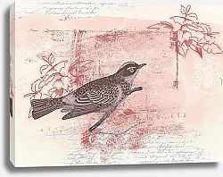 Постер Старинная открытка с птицей
