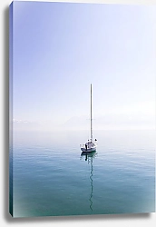 Постер Яхта в тумане у берега