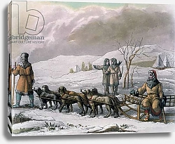 Постер Школа: Итальянская 19в Men of Kamchatska, with a dog sleigh, from 'Costumi dei...' by Giulio Ferrario, c.1820s-30s