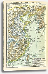 Постер Карта Восточного Китая и Кореи