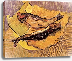 Постер Ван Гог Винсент (Vincent Van Gogh) Натюрморт: копченая селедка на куске желтой бумаги