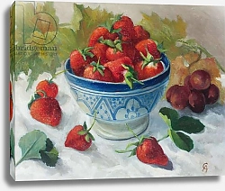 Постер Анжелини Кристиана (совр) Strawberries in a Blue Bowl
