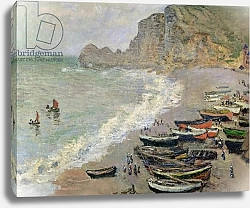 Постер Моне Клод (Claude Monet) Etretat, beach and the Porte d'Amont, 1883