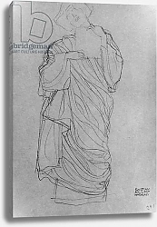 Постер Климт Густав (Gustav Klimt) Robed Standing Woman Holding Card,