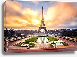 Постер Франция.Париж.  Эйфелева башня. Рассвет