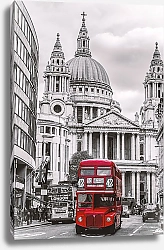 Постер Лондонский красный автобус на улице