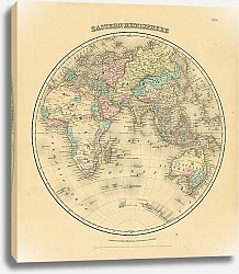 Постер Карта мира в виде полушарий: восточное полушарие, 1855 г. 1