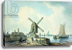Постер Андресон Уильям A Shore Scene with Windmills and Shipping