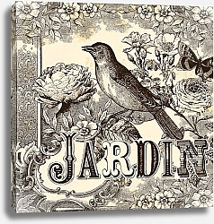 Постер Жардин. Птица и бабочки в црозах