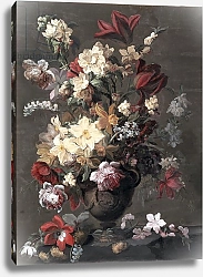 Постер Мозер Мари Flowers in a Vase standing on a Ledge, late 18th century