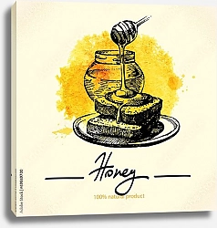 Постер Хлеб с медом на желтой кляксе