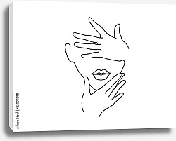 Постер Женское лицо, прикрытое руками