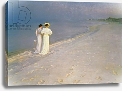 Постер Кройер Севрин Summer Evening on the Skagen Southern Beach with Anna Ancher and Marie Kroyer, 1893